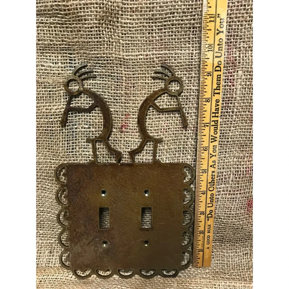 Kokopelli‎ Dual Light Switch Plate: Laser Cut Patina Cover